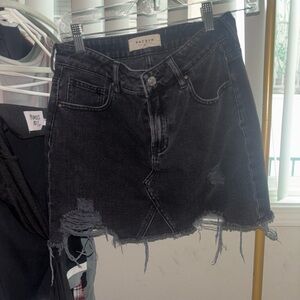 Pacsun Black Distressed Denim Skirt